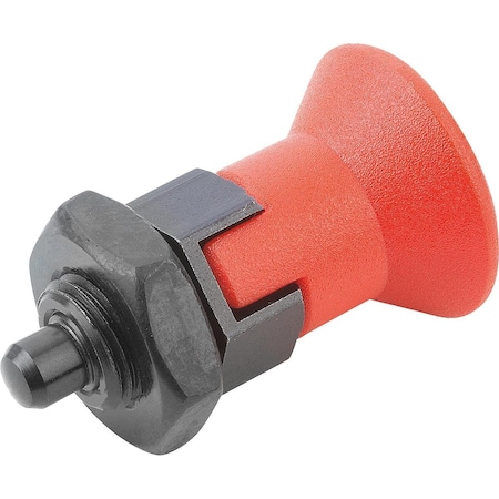 Kipp Indexing Plunger Size:4 D1=M20X1, 5, D=10, Form:D W Locking Slot W Locknut, Short Vers, Steel Hard, K0631.841084